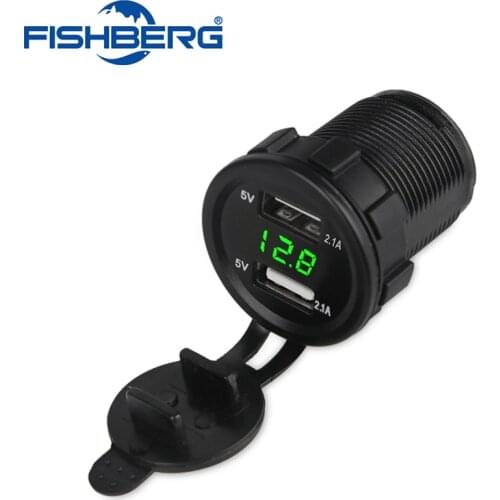 5v 2.1A 12V Dual USB Car Charger Voltmeter Voltage Meter Led USB Auto Charger Power Adapter Socket with voltage Boat Motorcycle
