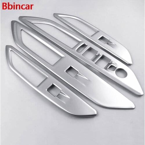 Bbincar For Peugeot 3008 GT 2017 2018 LHD Door Window Glass Panel Armrest Lift Switch Button Trim Cover Molding Car Styling 4pcs