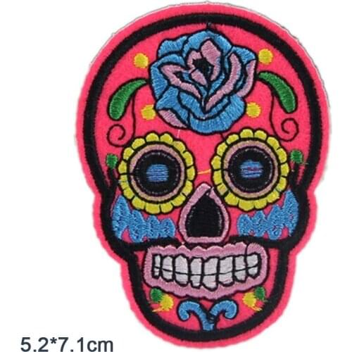 Flower Skull Skeleton Embroidered Clothes Patch For Clothing Iron On Fabric Patch Cloth Applique