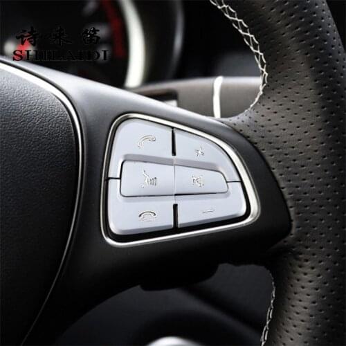 For Mercedes Benz GLA Cla A b class w246 W176 C117 X156 Auto Steering Wheel Switch Control Button Trim Cover Sticker Accessories