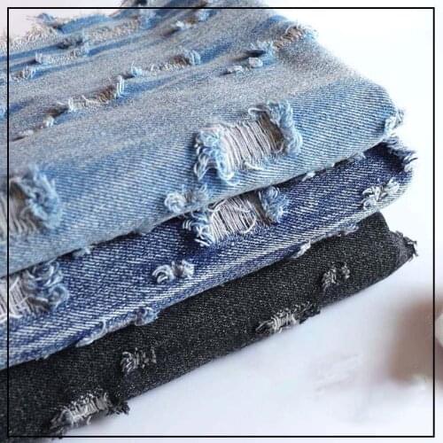 Imitation broken hole jacquard Cotton wash Jean fabric,cotton fabric by the yard,Sewing accessories,150x90cm/pcs