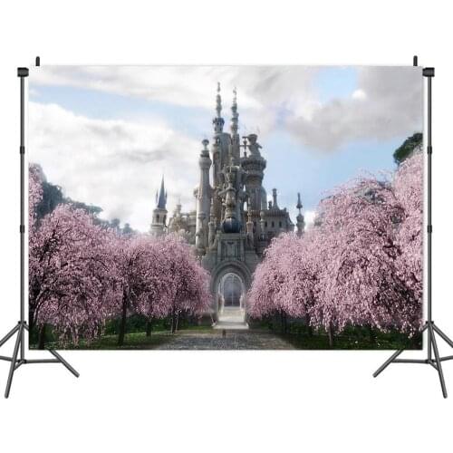 Wonderland Castle Pink Peach Tree Forest Backdrops Photos Background Decor for Photography Photocall Studio Props