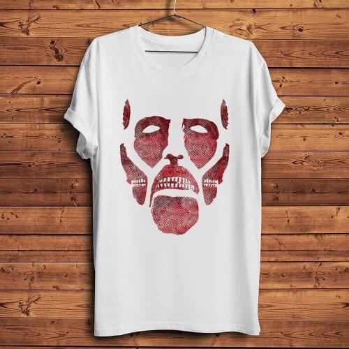 Colossal Titan Face Funny Anime t shirt Men Homme White Short Sleeve Casual Tshirt Unisex Attack on Titan Manga Streetwear Tee