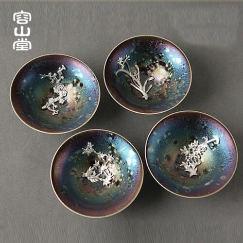 Gode RongShan hall with silver 7 colour master cup cup sample tea cup personal built lamp that kung fu tea cup