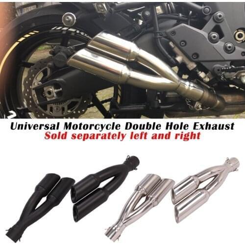 2 PCS Universal Motorcycle Exhaust Pipe Escape Modified 2 Holes Left Right Muffler DB Killer For Z1000 cbr650 RC390 R15 GSX-R600