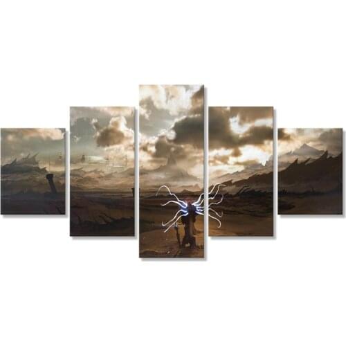 Diablo Warrior Tyrael Printed Pictures Home Wall Art Modular Poster 5 Panel Paintings On Canvas Living Room Decor