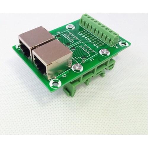 RJ45 8P8C Right Angle Jack2-Way Buss Breakout Board,Terminal Block, Connector