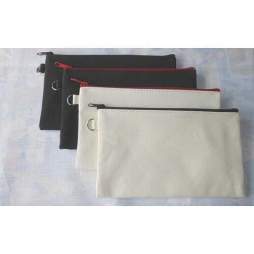 Girls white pure cotton canvas cosmetic Bags DIY women blank plain zipper makeup bag phone clutch bag Gift organizer lin2038