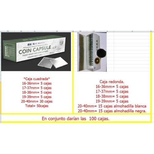 20Pcs/Set Coin Square Storage Box Display Variety Diameter Plastic Box Coin Holder Capsules Container Coin Transparent 100SetS