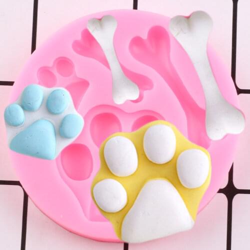 Bear Paw Bone Silicone Mold Fondant Cake Decorating Tools Baby Birthday Cupcake Topper Candy Resin Clay Chocolate Gumpaste Mould