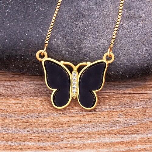 Fashion Design Charm Bohemia Butterfly Pendant Necklace 9 Colors Copper Zircon Lucky Choker Chain Necklace Jewelry For Women