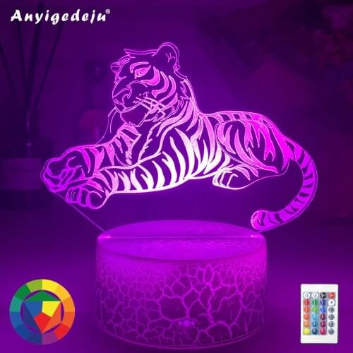 Newest 3D Acrylic Led Night Light Tiger Figure Nightlight for Kids Child Bedroom Sleep Lights Gifts for Home Decor Table Lamps