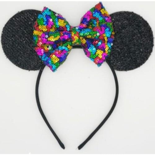 New arrival 14pcs/lot Children Hair Accessories Mouse Ears Hairbands Sequin Bowknot Headband for Girls Mouse Headband