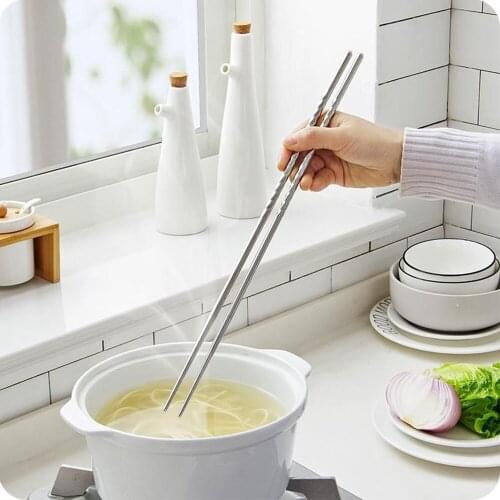 A Pair Cooking Chopsticks Stainless Steel Chopsticks Extra Long Frying Hot Pot Chopsticks Dishwasher Safe 38.8 Cm