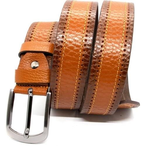 Genuine Soft Leather Handmade Brown Black Man Belt High Quality Calfskin Pants Metal Buckle Casual Gift For Valentines Day