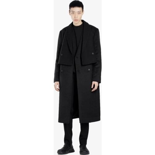 S-6XL! Custom dress 2020 Black double-layered deconstructed woolen coat with detachable mens woolen coat