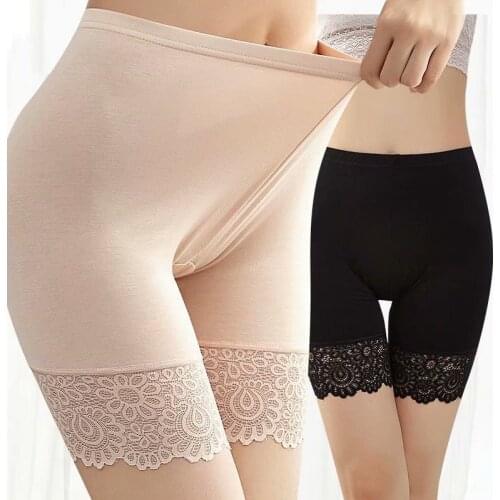 40KG-80KG Summer Women Plus Size Safety Pants Soft Comfortable Modal Material Stretch Shorts with Lace Thin Panties Under Skirt