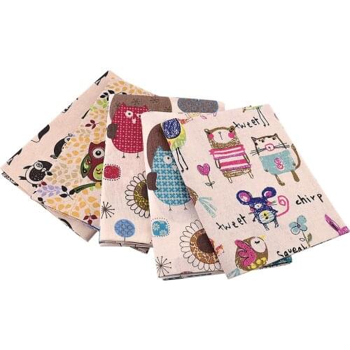 TERAMILA Linen Fabric Cartoon Animals Designs Sewing Material Tissu Tablecloth Pillow Bag Curtain Cushion Home Textile Cotton