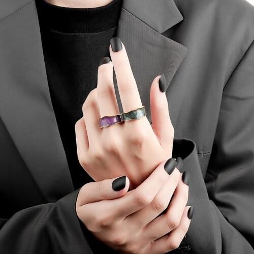 Geometry Irregular Colorful Enamel Vintage Gold Rim Metal Width Ring, WomenTrendy Jewelry Romantic Gift