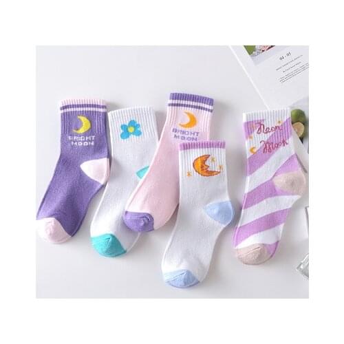 Women Socks Pack Fruit Cute 5 Pairs Kawaii Socks For Female Girls Student Socks Mujer Cartoon Footwear Middle Tube Ankle Socks
