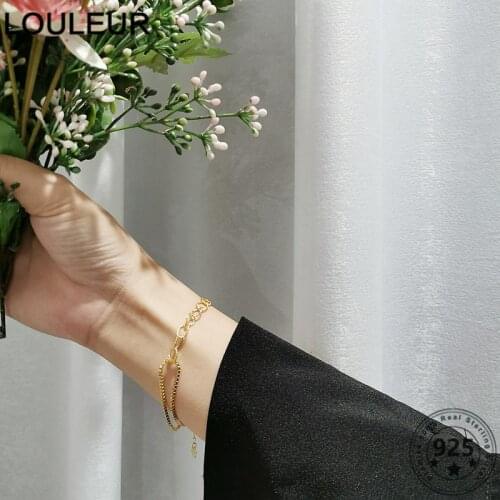 Louleur News 925 Sterling Silver Bracelets Gold Color Double Tanks Chain Bracelet For Women Girls Fine Jewelry Silver 925 Jewelr
