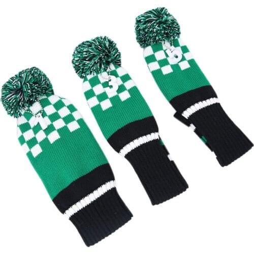 New-3PCS Golf Knitted Hat Set Golf Club Head Covers Golf Iron Head Covers Wedges Covers Knitted Wool Cue Cover with Number