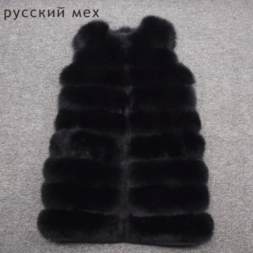 Real Fox Fur Vest Natural Fox Fur Coat for Women Jacket Russian Fur Long Coats Warm Winter Vest Gilet Waist coat