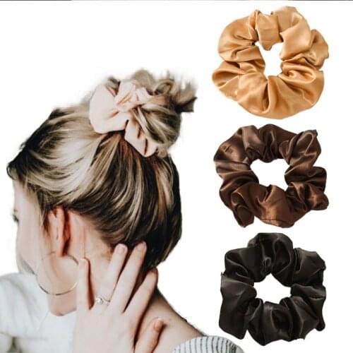 1PC Silk Solid Color Spring Elastic Hair Band New Style Ladies and Girls Hair Accessories Ponytail Fixer Headband Rope