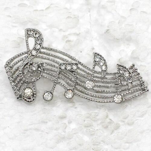 12pcs/lot Wholesale Fashion Brooch Rhinestone Music Note Pin brooches Jewelry Gift C101279