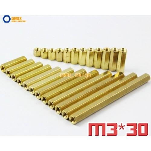 50 Pieces Brass M3 x 30mm Female PCB Motherboard Standoff Spacer
