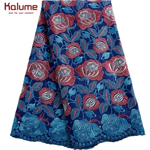 Kalume African Lace Fabric High Quality Dubai Swiss Voile Nigerian Cotton Dry Lace Fabric Voile For Women Party Dress F2453
