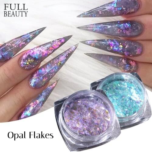 Sparkly Opal Aurora Flakes Nail Art Sequin Iridescent Glitter Paillettes Powder Mermaid Flash DIY Accessories Manicure CHOB01-12