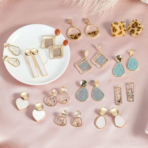 BLINLA 2020 New Fashion Statement Hollow Drop Earrings for Women Korean Geometric Heart Acrylic Dangle Hanging Earrings Jewelry