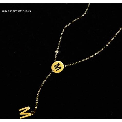 New Fashion Titanium Gold Plating Chain Initial Charms Necklace Hollow Out Letter Pendant Necklace For Women Jewelry Collares