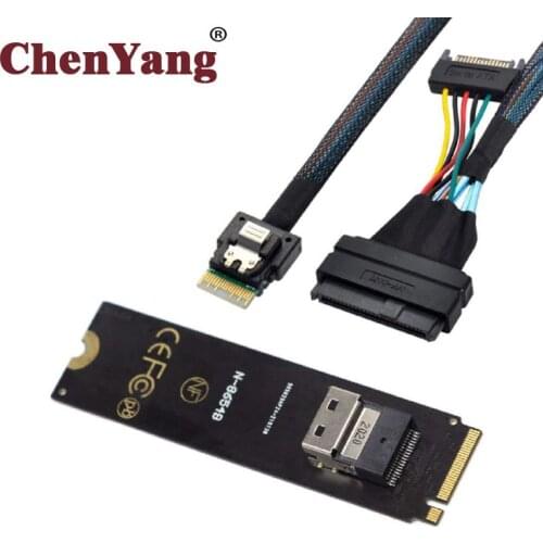 Chenyang NGFF M-Key NVME to SFF-8654 Slimline SAS Card Adapter and U.2 U2 SFF-8639 NVME PCIe SSD Cable for Mainboard SSD