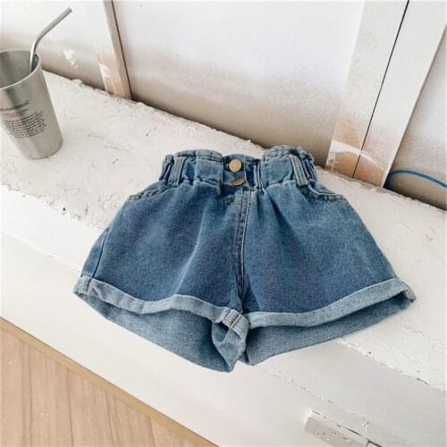 2021 Summer Denim Shorts for Kids Elastic Waist Jeans Loose Kids Bottom Loose Girls Short Pants Fashion Childrens Clothing