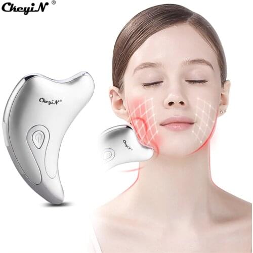 Electric Facial Neck Massager Microcurrent Massage Guasha Plate Heat Vibration Scrapping Face Lifting Body Slimming Anti-aging50