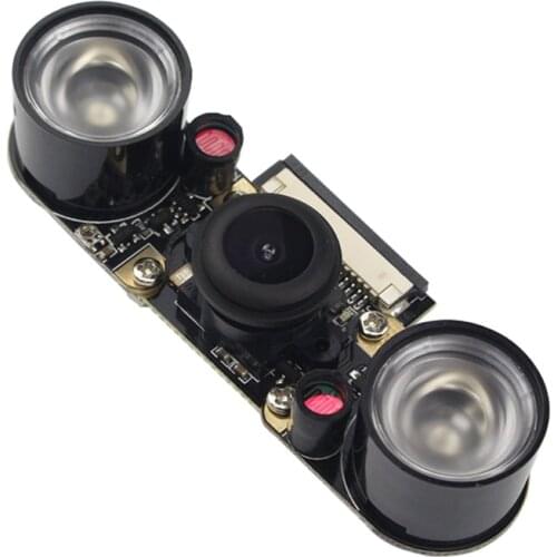 Camera Fisheye Wide Angle 130 Degree 5MP 1080p Night Vision Camera with IR Sensor LED Light for Rasberry Pi 4B/3B+/3B