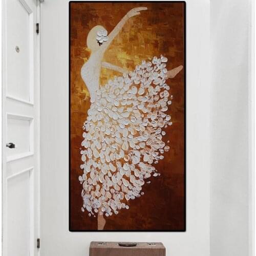 Handmade Paintings Ballet Dancer Picture Abstract Oil Painting on Canvas Posters and Prints Wall Art for Living Room Home Decor