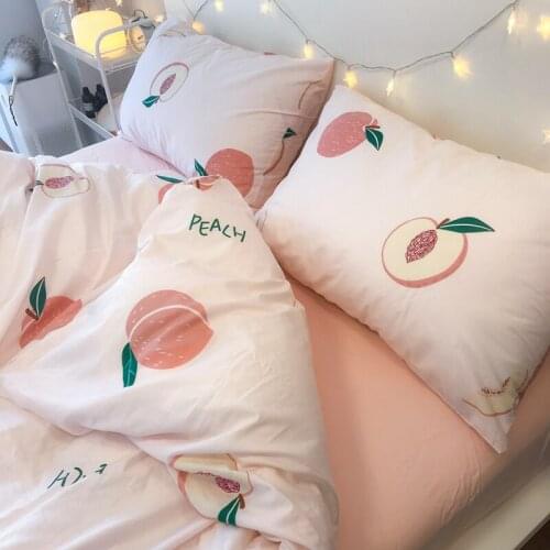 Pure Cotton Four-Piece Set Fruit Season Fresh Simple Girls' Bedding Double Quilt Cover 1.5 Fitted Sheet