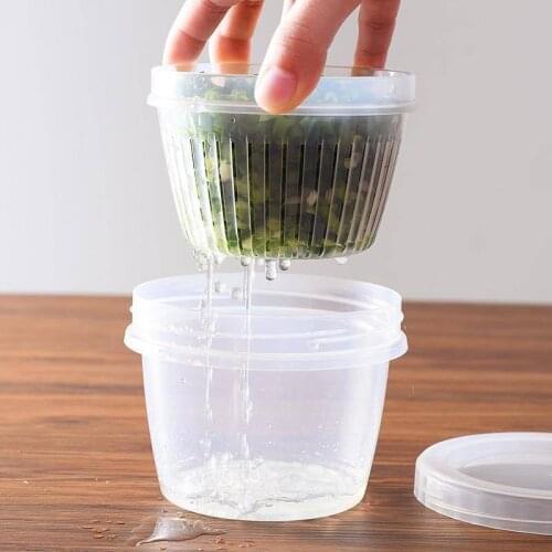 Round Drain Sealed Box Portable Plastic Reusable Refrigerator Storage Box Food Fresh-Keeping Box Kitchen Storage Cleaning Box