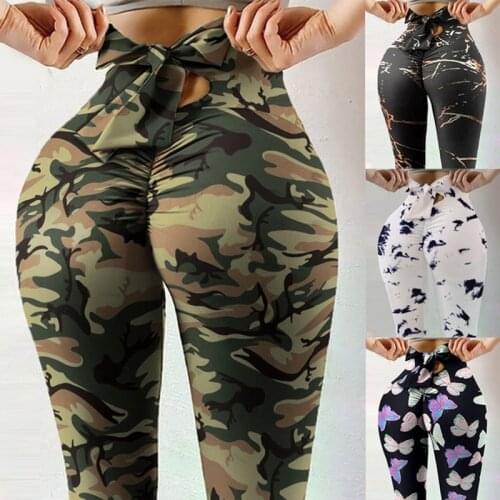 2021 Yoga Pants Women New High Waist Elastic Skinny Legging Bowknot Design Summer Fitness Gym Workout Sports Leggings S-3XL