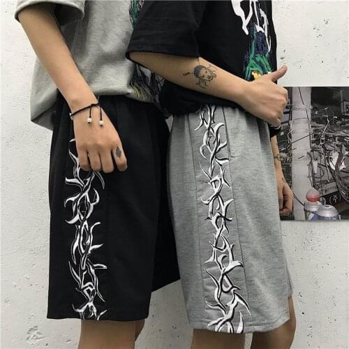 Shorts men summer wear hip-hop tide brand wild Harajuku simple printed straight loose high waist casual five-point pants