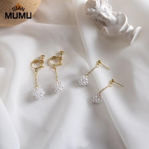 Small Pearl Ball Earrings Without Pierced Ear Clips Female Earring Jewelry Gifts For Women Jewelry Accessories Anniversary Gift