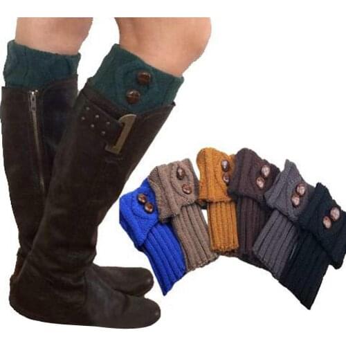 80% HOT SALES！！！Women Fashion Winter Leg Warmer Socks Button Short Crochet Knit Boot Cuffs