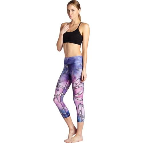 New Purple Dragonfly 3D Printing Workout Tight Capris Green Activewear For Women 3 Patterns