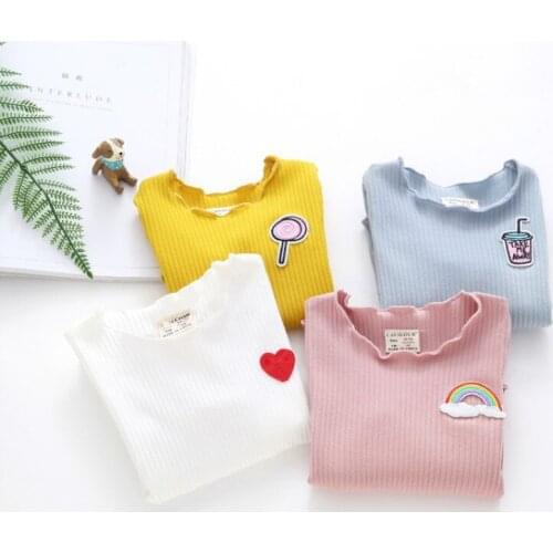New Autumn Winter Warm Baby Girl Thicken T-shirt Children Long Sleeve T-Shirts Tees Tops Hot Sale