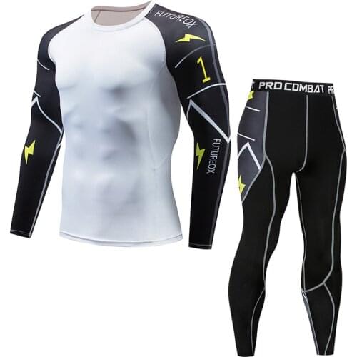 New Sports Tights Mens Round Neck Breathable Thin Long-sleeved Sports Mens Fitness T-shirt Quick-drying Stretch Suit