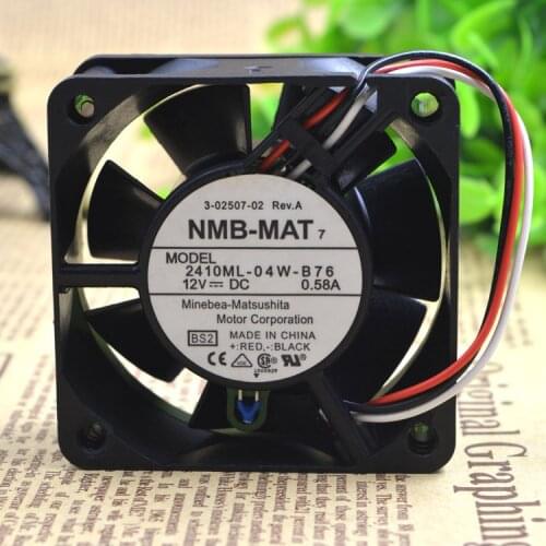 Original FOR NMB 2410ML-04W-B76 12V 0.58A 6025 intelligent temperature-controlled large air volume cooling fan