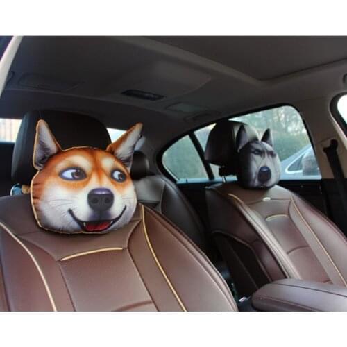 3D Printed Schnauzer Dog face Car Headrest Neck Rest Auto Neck Safety Cushion/ Car Neck Support Headrest With Activated D0UC
